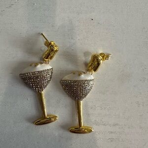 Gold and white espresso martini earrings